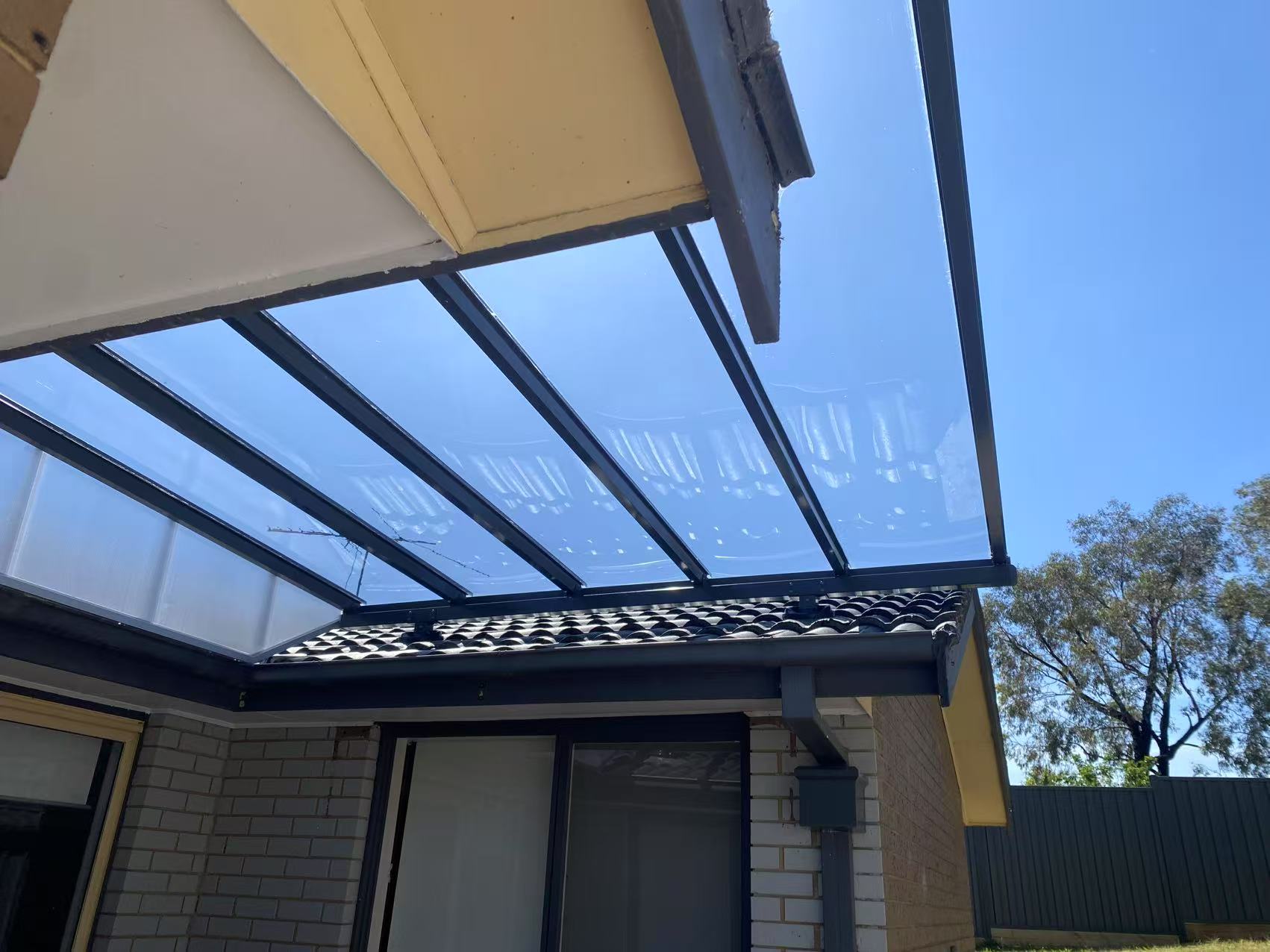 Pergola with Glass like polycarbonate roofing