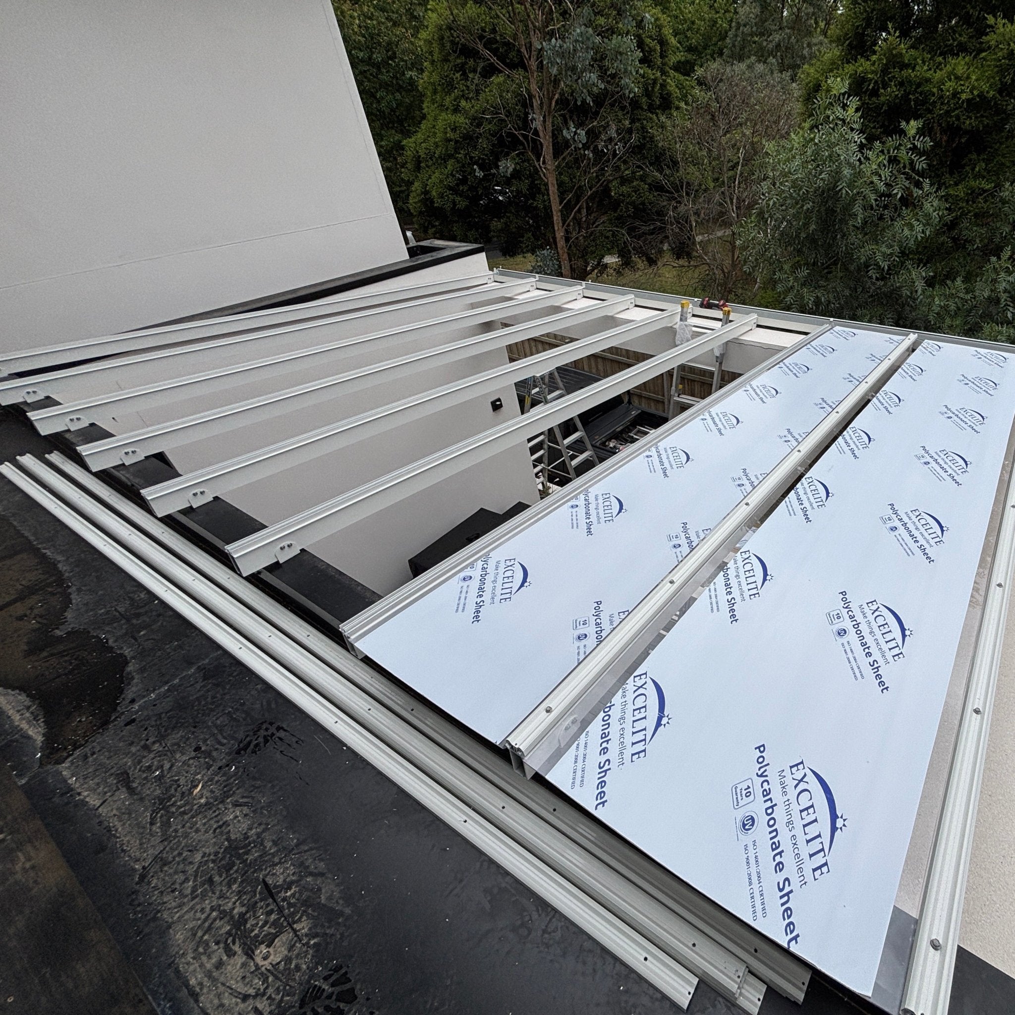 Pergola Kit Veranda Patio cover Kit with Polycarbonate Roofing Glass like - ExcelitePlas