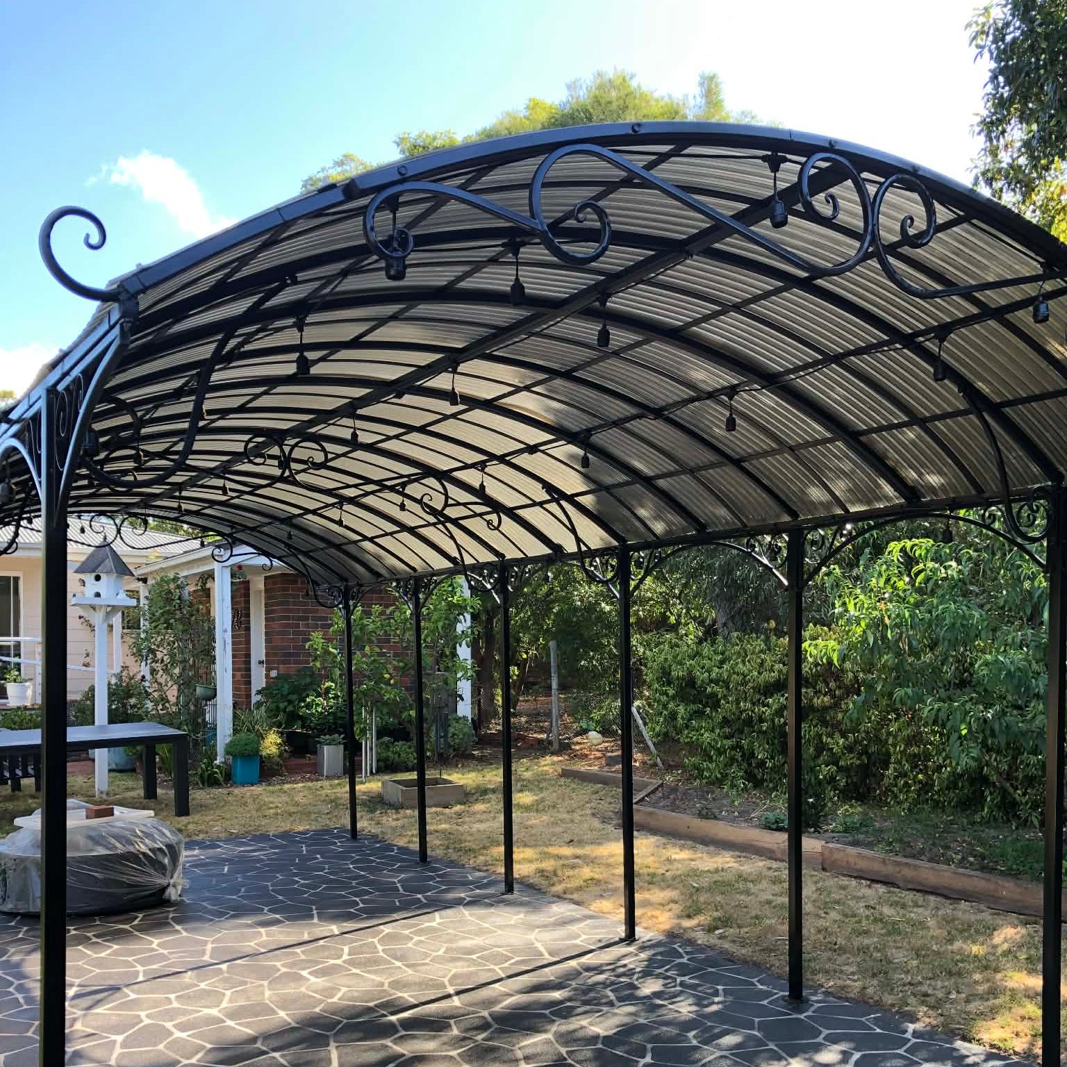 Marquee Extendable Steel Gazebo covered by polycarbonate sheet