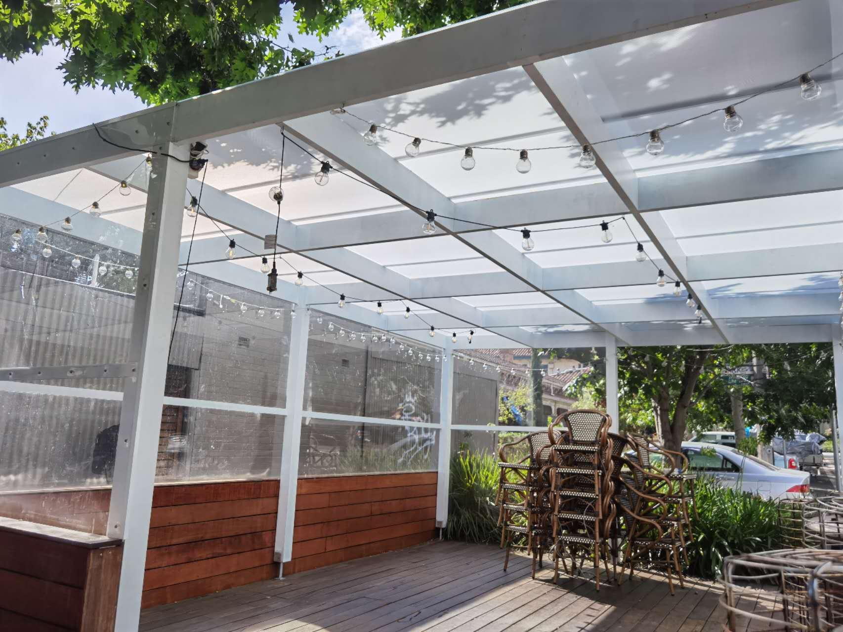 Multiwall pergola roofing system