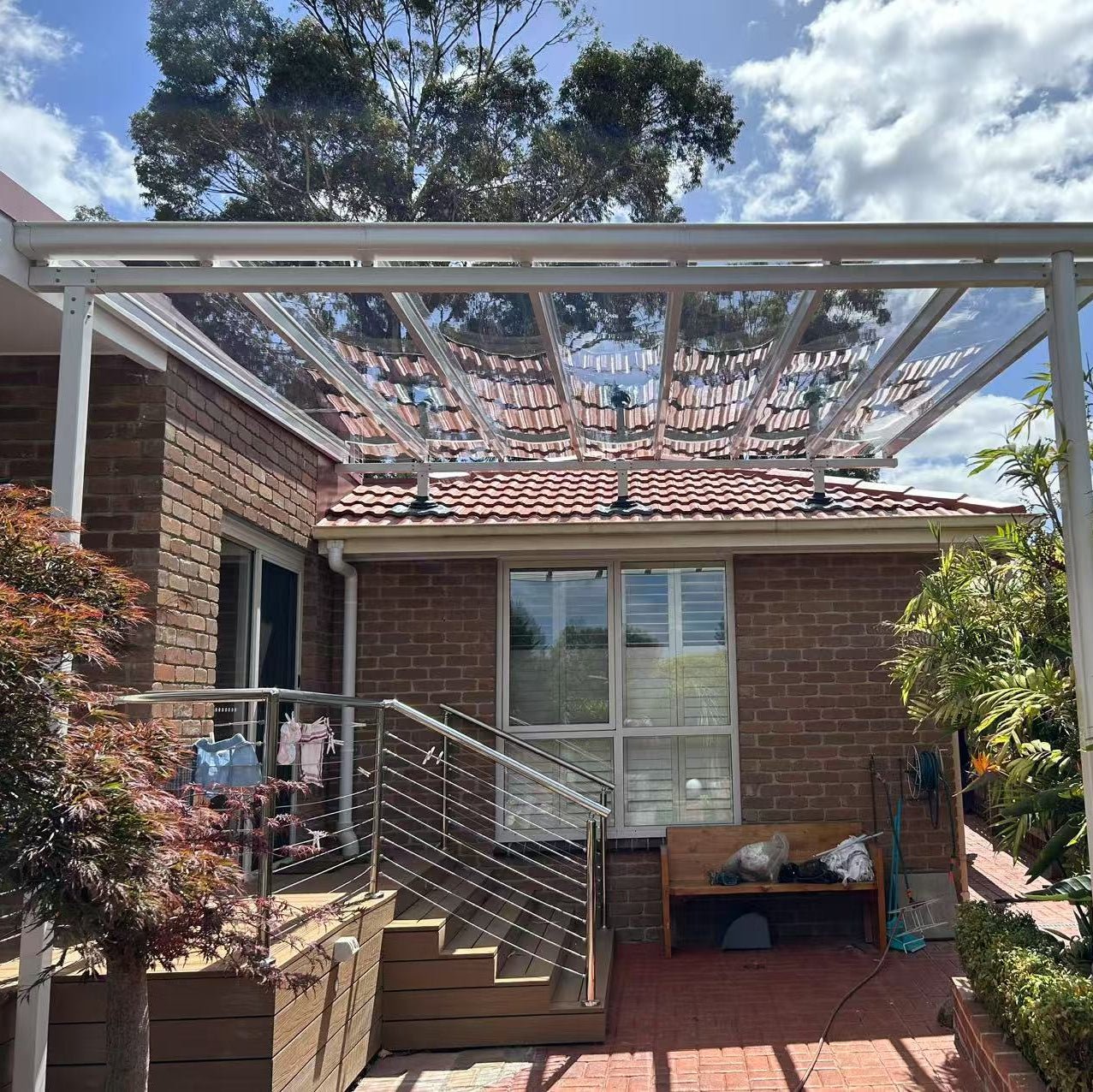 Aluminium Pergola Kit with Polycarbonate Roofing Glass like - ExcelitePlas
